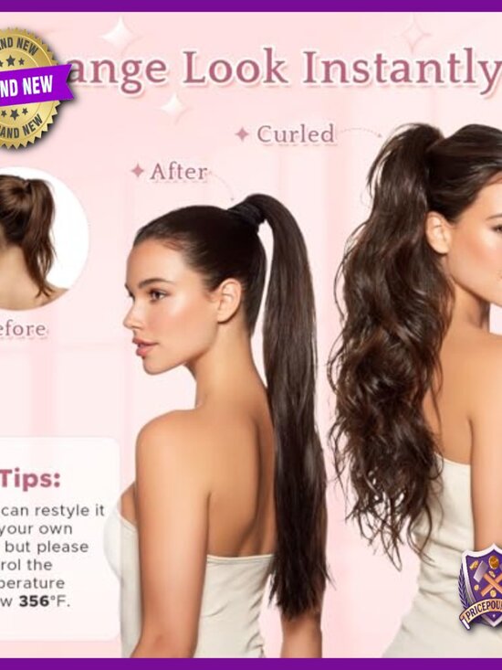 Clip-In Human Hair Ponytail Extension 16 Inch Straight Wrap Around 80g main image 4